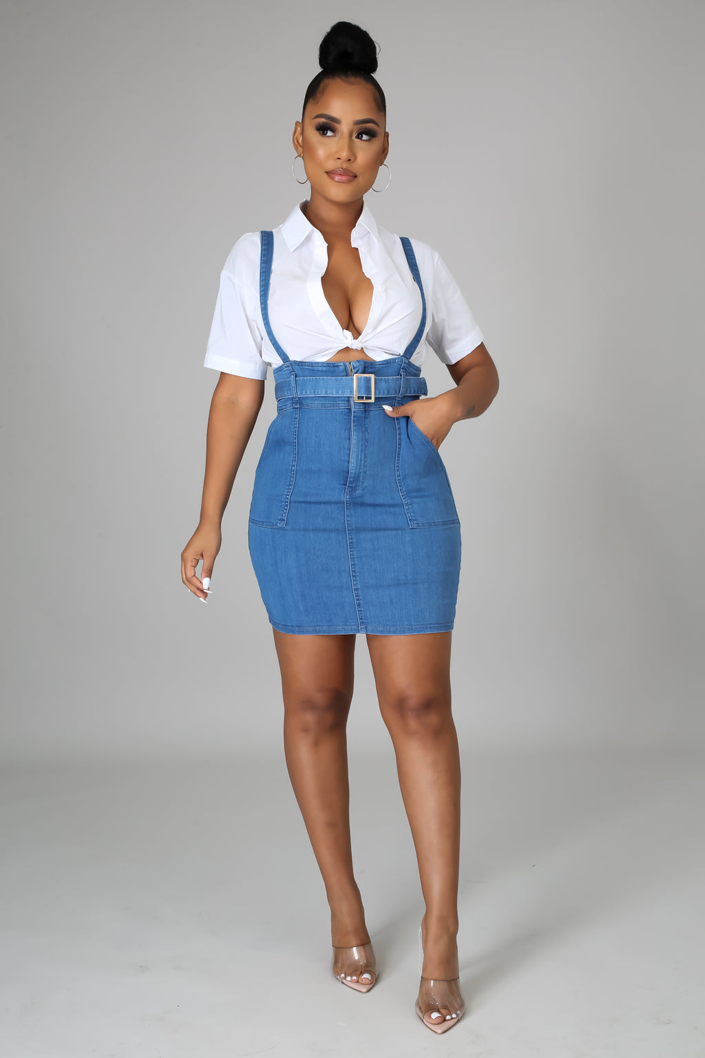 Sweet Talker denim overall skirt