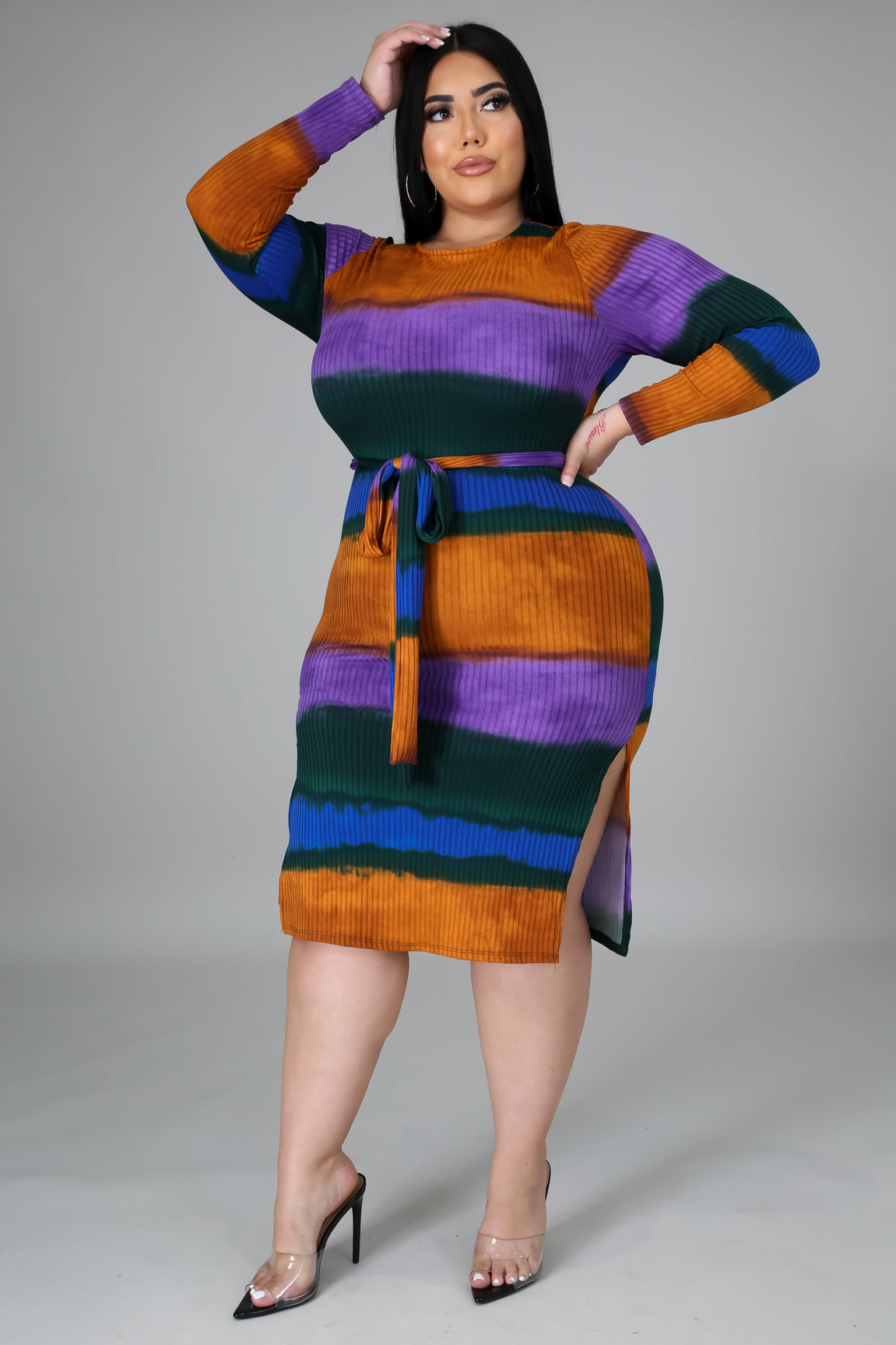 Stripes of Autumn dress (Plus)