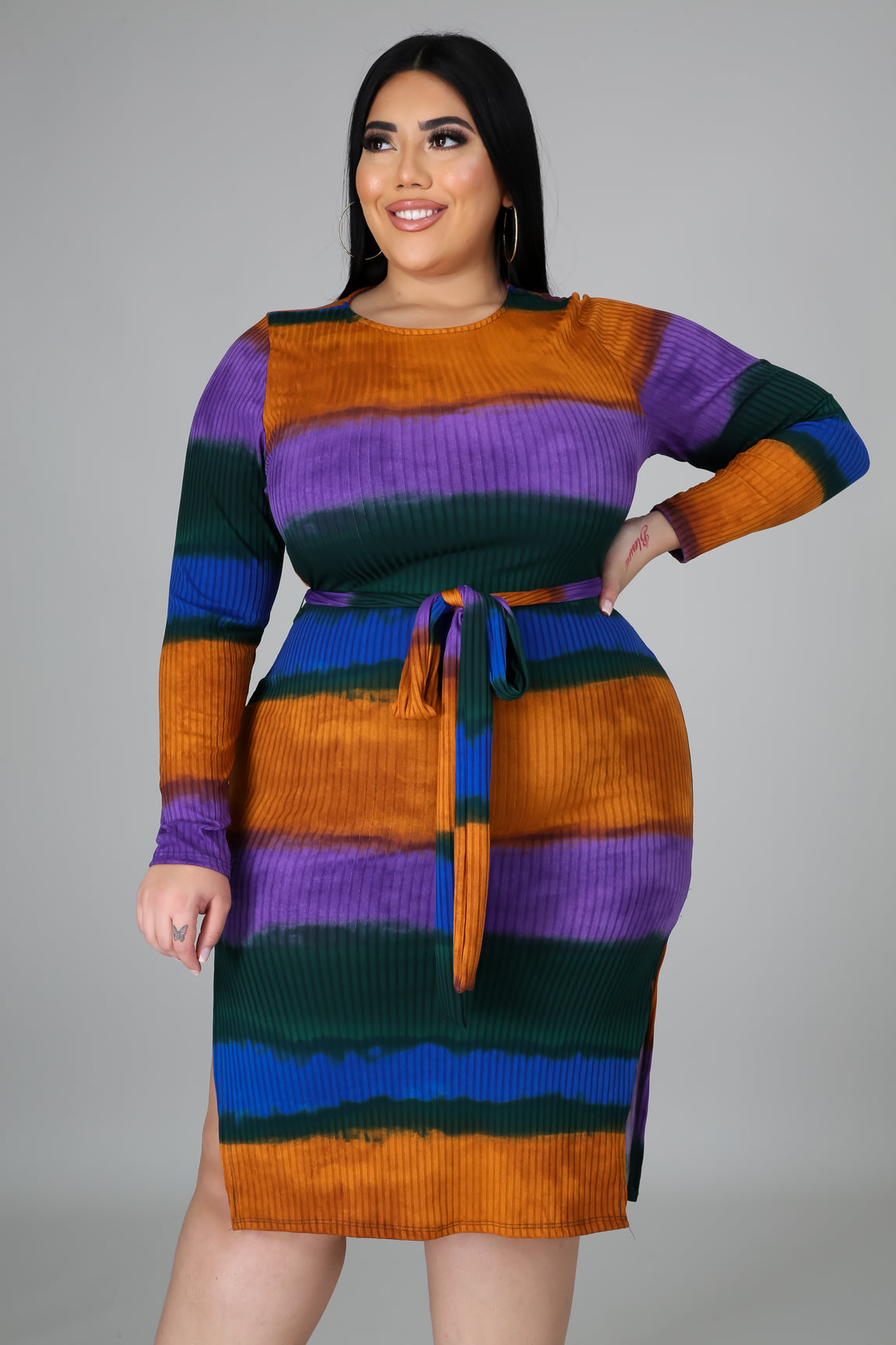 Stripes of Autumn dress (Plus)