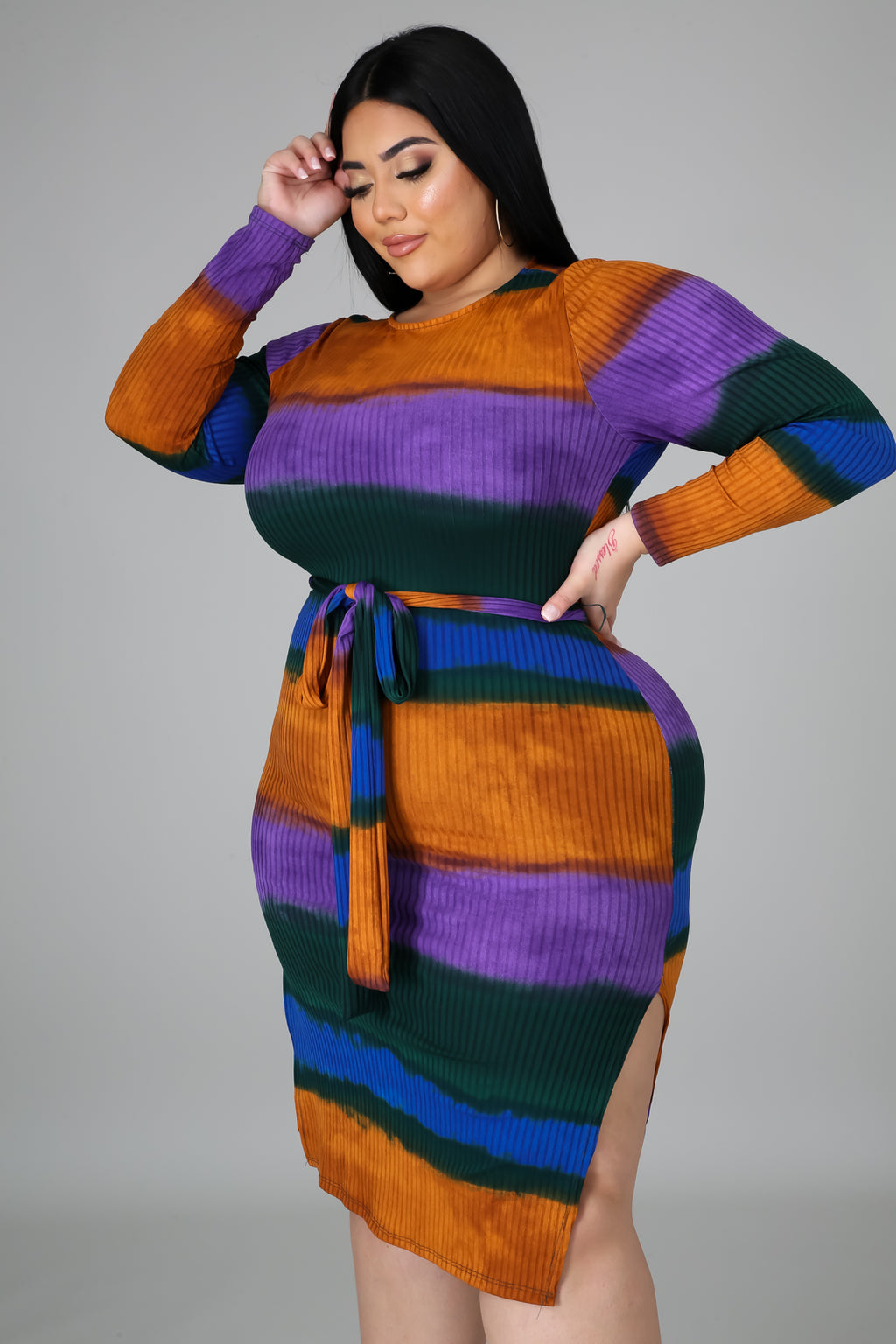 Stripes of Autumn dress (Plus)